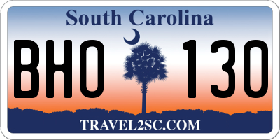 SC license plate BHO130