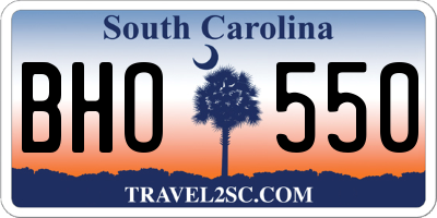 SC license plate BHO550