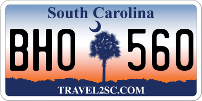 SC license plate BHO560