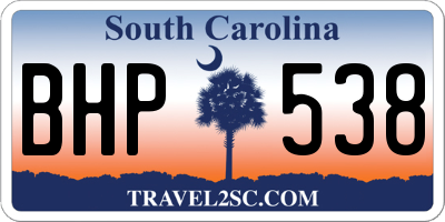 SC license plate BHP538
