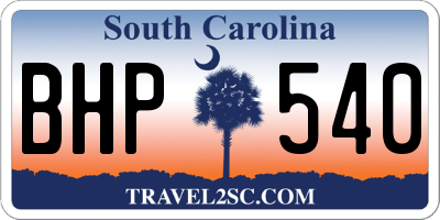 SC license plate BHP540
