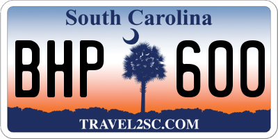 SC license plate BHP600