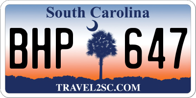 SC license plate BHP647