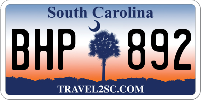 SC license plate BHP892