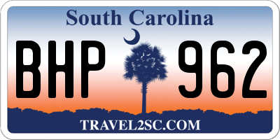 SC license plate BHP962