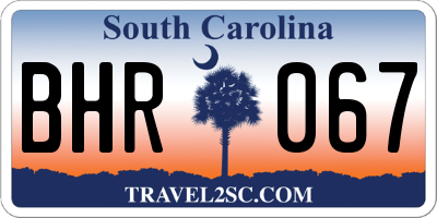 SC license plate BHR067