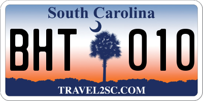 SC license plate BHT010