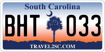 SC license plate BHT033