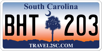 SC license plate BHT203