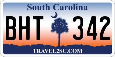SC license plate BHT342