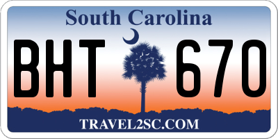 SC license plate BHT670