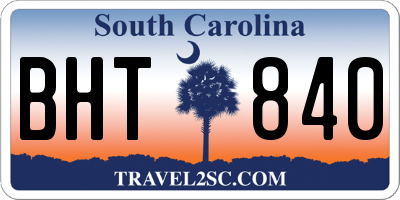 SC license plate BHT840