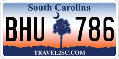 SC license plate BHU786