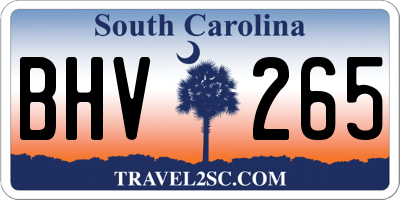 SC license plate BHV265