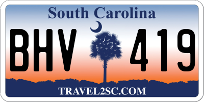 SC license plate BHV419