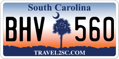 SC license plate BHV560