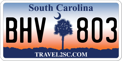 SC license plate BHV803