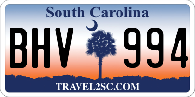 SC license plate BHV994