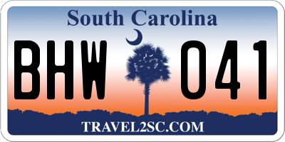 SC license plate BHW041
