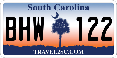 SC license plate BHW122