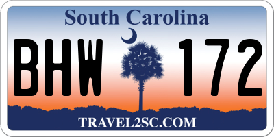 SC license plate BHW172