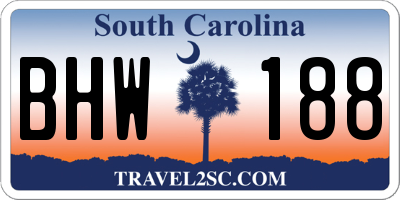 SC license plate BHW188