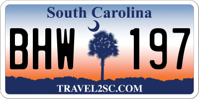 SC license plate BHW197