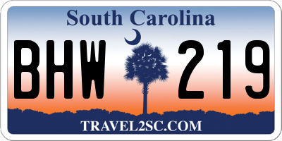 SC license plate BHW219