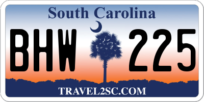 SC license plate BHW225