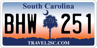 SC license plate BHW251