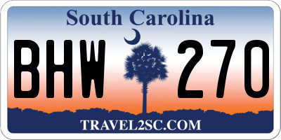 SC license plate BHW270