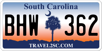 SC license plate BHW362