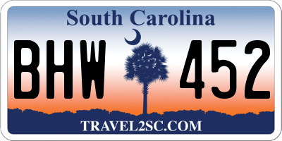 SC license plate BHW452