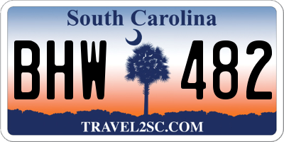 SC license plate BHW482