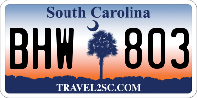 SC license plate BHW803