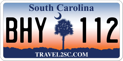 SC license plate BHY112