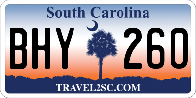 SC license plate BHY260