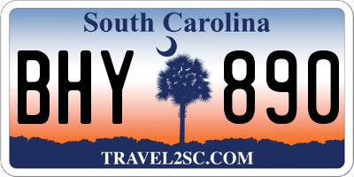 SC license plate BHY890