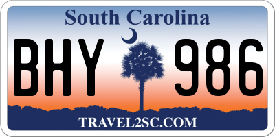 SC license plate BHY986