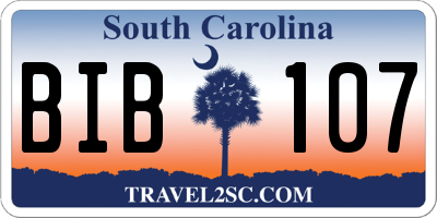 SC license plate BIB107