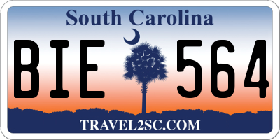 SC license plate BIE564