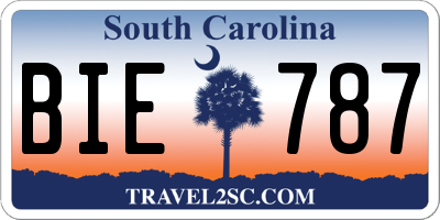 SC license plate BIE787