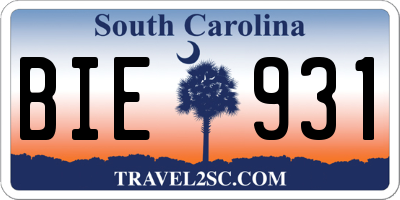 SC license plate BIE931