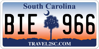 SC license plate BIE966