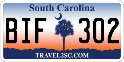 SC license plate BIF302