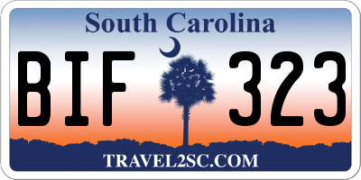 SC license plate BIF323
