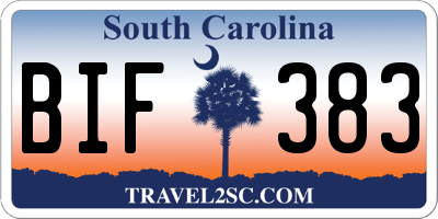 SC license plate BIF383
