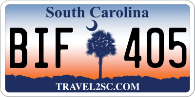 SC license plate BIF405