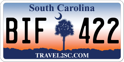 SC license plate BIF422