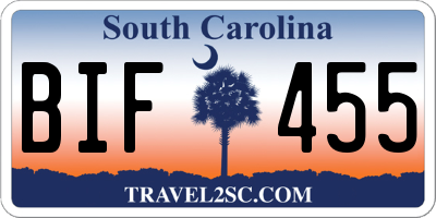 SC license plate BIF455